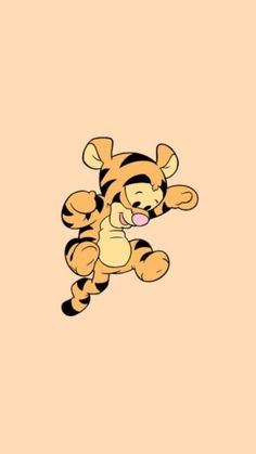 a winnie the pooh wallpaper with an orange and black cartoon character on it