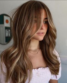 Cool Partial Balayage on Warm Brown Hair Ashy Honey Blonde Highlights, Rosewood Balayage, Dark Dirty Blonde Hair, Hair Color Ideas 2022, Toffee Hair Color, Partial Balayage, Warm Brown Hair, Soft Balayage, Autumn Hair