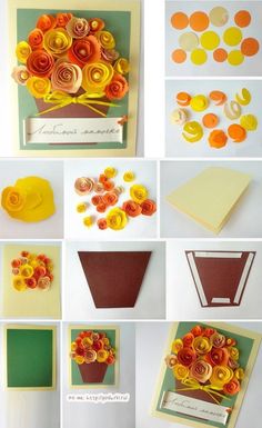 several pictures of different types of paper flowers