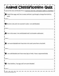 an animal class worksheet for students to learn how to read and understand animals