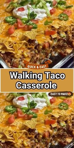 This Walking Taco Casserole is loaded with layers of deliciousness, including ground meat, cheese, and crispy chips, making it a hit for any occasion. Check out the recipe today! Mexican Lasagna Chicken, Mexican Food Recipes Beef, Taco Lasagna Recipe, Low Carb Mexican, Tater Tots