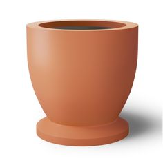 an orange planter sitting on top of a white surface