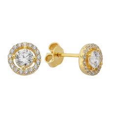 - Solitaire Halo Stud Earrings are made with high quality 14K real solid yellow gold. Also we have listed a necklace with the same model. So you can combine them. - Solitaire Round Stud Earrings for women is decorated with white zirconia stones. - This cute, charm, dainty, delicate, elegant and trendy 14K Solitaire Stud Earrings have been artfully designed for timeless fashion. - You receive solitaire earrings in a beautiful and free gift box - Free shipping (Arrive within 4 business days to the Gold Plated Brilliant Cut Earrings For Anniversary, Gift Halo Setting Cubic Zirconia Earrings, Cubic Zirconia Halo Setting Earrings As Gift, Halo Setting Cubic Zirconia Earrings As Gift, Gold Plated Brilliant Cut Earrings For Gift, Gold Plated Earrings With Brilliant Cut For Gift, Elegant Gold Cluster Halo Earrings, Gold Plated Round Diamond Earrings As Gift, Gold Plated Diamond Earrings For Gift