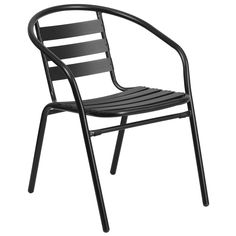 a black plastic chair on a white background