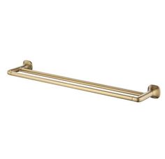 brass towel bar with two bars on each side and an open end in the middle