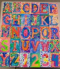 an art project made with letters and numbers