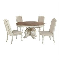 a dining room table with chairs around it