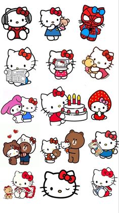 the hello kitty stickers are all different colors