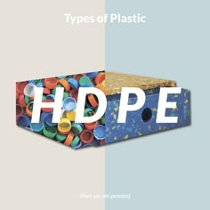 a box with the words hdpe on it and an image of colorful plastic cups