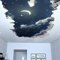 Night Sky 3D Effect Ceiling - 3d Wallpaper - 3d wall decals - 3d printed - 3d wall art - 3d art - Wall Sticker - Wall Decal sold by HomeArt & Stickers. Shop more products from HomeArt & Stickers on Storenvy, the home of independent small businesses all over the world. Sky Ceiling, 3d Wall Decals, Ceiling Murals, Playful Decor, 3d Wall Art, 3d Effect, 3d Wallpaper, Dream Rooms, New Wall