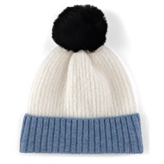 Add a pop of color to your cold weather accessories in Shiraleah's Jane Hat. This hat features a white and blue color block design, adding a playful update to this classic rib knit texture. Made from acrylic, nylon, polyester and spandex and including a navy color pompom detailing, the Jane Hat will ensure your warmth without compromising your style during the winter months. Pair it with other Shiraleah accessories to complete your winter look. White Warm Casual Bonnet, Casual Warm White Bonnet, White Winter Beanie One Size, White Ribbed Winter Hat, White Casual Acrylic Beanie, Casual White Knitted Bonnet, Casual White Bonnet One Size, White Acrylic Casual Beanie, Casual White One-size Bonnet