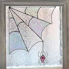 Stained Glass Spider Web, Stained Glass Spider, Glass Spider, Door Topper, Hipster Art, Halloween Spider Web, Halloween Spider, Glass Ideas, Stain Glass