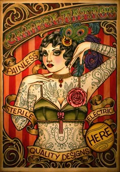 sideshow poster Tattoo Expo, Kunst Tattoos, Frida Art, Illustration Kunst