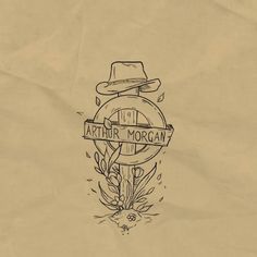 a drawing of a hat on top of a wooden sign that says northmore morgan