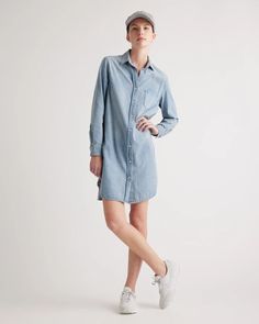 Distressed Denim Shirt Dress Dress Rock Style, Denim Shirt Dress Women, Silk Cami, Quarter Zip Sweater, Denim Shirt Dress, Shirt Dress Style, Fancy Pants, Dress Shirts For Women, Blouse Dress