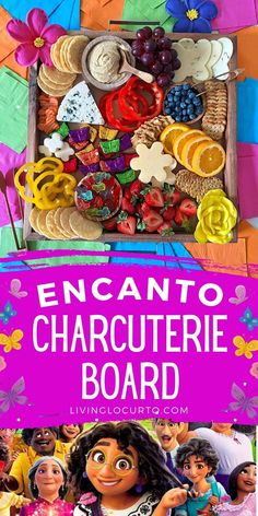 an image of a box full of food with the title encanto charcuterie board