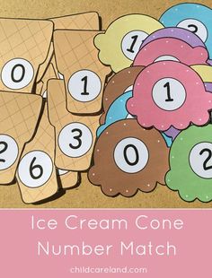 ice cream cone number match game for kids to practice counting and subming the numbers