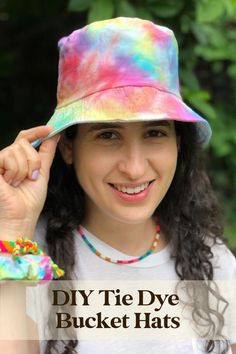 Rainbow Tie Dye Bucket Hat Simple Tie Dye Patterns, Tie Dye Hat, Tie Dye Bucket Hat, Dye Patterns