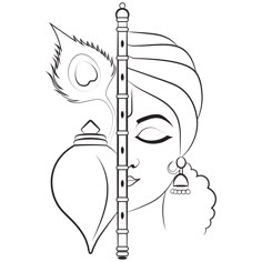 Krishna Line Drawing, Line Drawing Images, Krishna Tattoo, Awesome Drawing Ideas, Rangoli Simple, Flower Pattern Drawing, Sketch Images