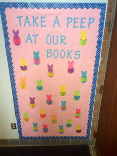 a door with a sign that says take a pee at our books