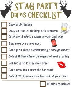 the stag party dare checklist