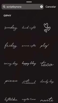 some handwriting on a black background with the words happy birthday written in different font styles