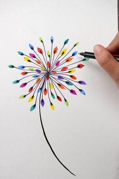 a drawing of a dandelion made with colored pencils