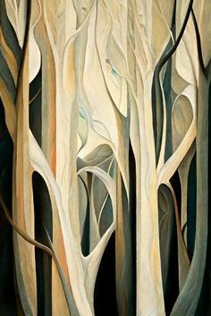 a painting of trees with no leaves on them