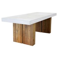 a white table with two wooden sides