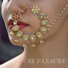 Nose Jewels, Jewelry Necklace Simple, Bridal Nose Ring, Rajputi Jewellery, Indian Jewelry Earrings, Antique Jewellery Designs, Traditional Jewellery, Bridal Fashion Jewelry, Pakistani Jewelry