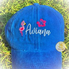 Looking for a unique and personalized accessory for your little one? Check out our custom toddler hat! This adorable toddler cap is specially designed for ages 1-5 and features your child's name beautifully embroidered on it.  With an adjustable strap, this toddler baseball hat ensures maximum comfort and a perfect fit. The blue jean color of this custom toddler cap allows it to match almost any outfit for those fun outside activities. It also makes a great personalized toddler birthday gift. Ge Personalized Summer Snapback Hats, Personalized Adjustable Brimmed Hats, Personalized Adjustable Trucker Hat For The Beach, Adjustable Curved Brim Hat For Birthdays, Personalized Summer Baseball Cap With Curved Brim, Themed Adjustable Baseball Cap, Personalized Snapback Hat For The Beach, Cute Adjustable Baseball Cap, Pink Personalized Summer Hat