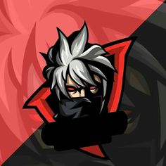 an anime character with white hair and black eyes, wearing a red mask on his face