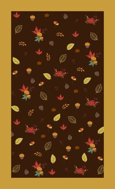 a brown background with leaves and acorns