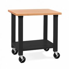 Assembled Dimensions: 36" W x 24" D x 37.5" H Solid polyurethane-coated wood top measures 1.5" thick Available finishes: Granite, model no. UHD20283B Graphite, model no. UHD20183B Heavy-duty steel frame Four 5" heavy-duty locking wheels Total weight capacity: 500 lb. Net weight: 69.3 lb. This product requires assembly (all tools required are included) and is intended for indoor use only. View assembly instructions here Adjustable Height Workbench, Outdoor Potting Bench, Mill Work, Heavy Duty Work Bench, Hardwood Table, Swivel Wheels, Organization Solutions, Large Table, Work Table