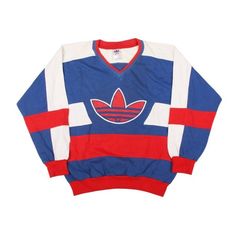 Adidas Vintage Retro 80s 90s Sweatshirt Sweater Big Logo Red Blue White Size Xl In Excellent Condition. Measurements Shown Adidas Sweater, 90s Sweatshirt, Adidas Vintage, Red Blue White, Red Adidas, Sweaters Crewneck, Vintage Adidas, Red White Blue, Adidas Men