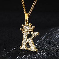 K Letter, The Letter K, Hip Hop Chains, Alphabet Pendant, Alphabet Necklace, Letter Images, Neck Choker, Letter Pendant Necklace