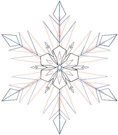 a drawing of a snowflake with lines coming out of the center and bottom