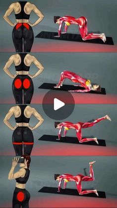 the woman is doing yoga poses in different positions