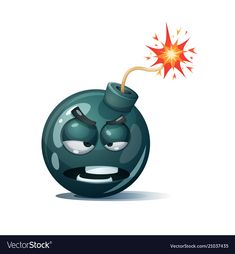 a cartoon bomb with an angry look on its face