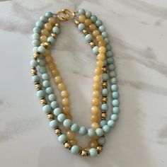 I Have This Beautiful Vintage Chocker 3 Strand Necklace. Real Jades With Gold Beads. Vintage Jade Beaded Necklaces, Vintage Jade Bead Necklaces, Hand-strung Jade Necklaces With Round Beads, Hand-strung Turquoise Jade Beaded Necklaces, Turquoise Jade Hand-strung Beaded Necklace, Jade Color, Chocker Necklace, Strand Necklace, Gold Beads