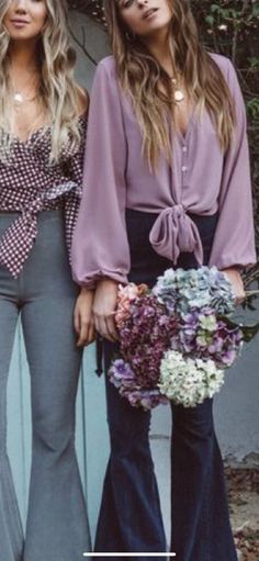 Bell Bottom Pants, Colour Scheme, Women Clothes, Bell Bottoms, Color Schemes, Bell Sleeves, Lilac, Kimono Top, Bell Sleeve Top