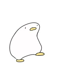 a white and yellow penguin sitting on the ground