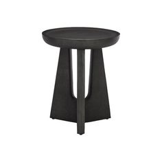 a small black table with two legs on it