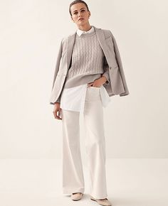 Our patch pocket corduroy flare pant is a modern must-have with a perfect drape and high waist that endlessly flatters. Front zip with button closure. Belt loops. Front and back patch pockets.,Leg Shape:Leg Shape: Flare - a flattering high rise and lean fit that flares at the knee,Rise:High rise: sits 1/2" to 1" below natural waist,Imported:Imported,Fit:Relaxed & easy,Fabrication:98% Cotton, 2% Spandex,Garment Care:Machine Washable The Patch Pocket Corduroy Flare Pant by Ann Taylor Size regular White Pants Winter, Florida Outfits, White Herringbone, Flare Pant, Winter Pants, Petite Fashion, White Outfits, White Pants, Office Outfits