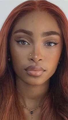 Auburn Eyebrows Black Women, Ginger Brows On Black Women, Ginger Hair And Eyebrows Black Women, Ginger Eyebrows Black Women, Auburn Eyebrows, Ginger Makeup Looks, Eyebrow Aesthetic