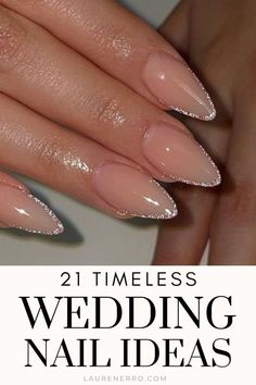 Subtle Bridesmaid Nails, Summer Bride Nails, Bride Nails Almond Shape, Chrome Wedding Nails For Bride, Proposal Nails Ideas Almond, Fun Bride Nails, Almond Nails Designs Wedding, Wedding Anniversary Nails Ideas, Wedding Day Nails For Bride Bridal