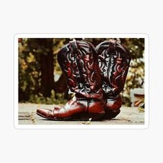 Get my art printed on awesome products. Support me at Redbubble #RBandME: https://www.redbubble.com/i/sticker/Worn-Cowboy-Boots-by-Steelpaulo/49886438.JCQM3?asc=u Cowboy Boots Prints, Cowboy Boot Graphic, Cowboy Boots Graphic, Cowboy Boot Sticker