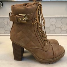 New, Never Worn. Beautiful Quilted Look With Gorgeous Gold Hardware. Moto, Yet So Feminine. Moto Boots, Cute Shoes, Gold Hardware, Me Too Shoes, Bootie Boots, Ankle Boots, Size 7, Womens Sizes, Women Shoes