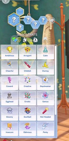 the screenshot shows different items in an animated game