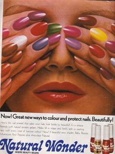 COSMOPOLITAN UK 1976  KIM  DAYLE HADDON TERENCE STAMP LENA KANSBOD STEVE HIETT / 1980s Nails, Vintage Nail Art, Wonder Nails, Vintage Makeup Ads, Peeling Nails, Beauty Ads, Makeup Ads, Steel Magnolias, Time Periods